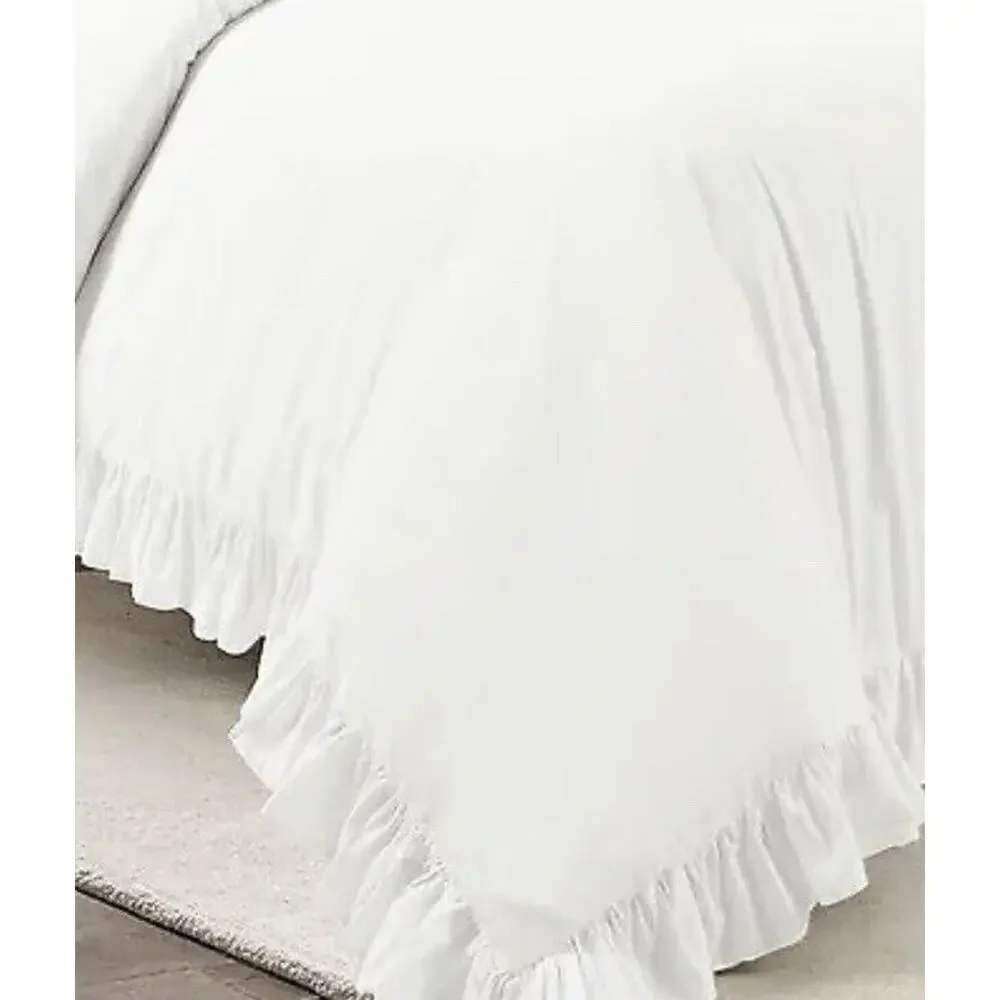 Lush Decor Reyna Cotton Duvet Cover Set White Ruffle Comforter Shabby King
